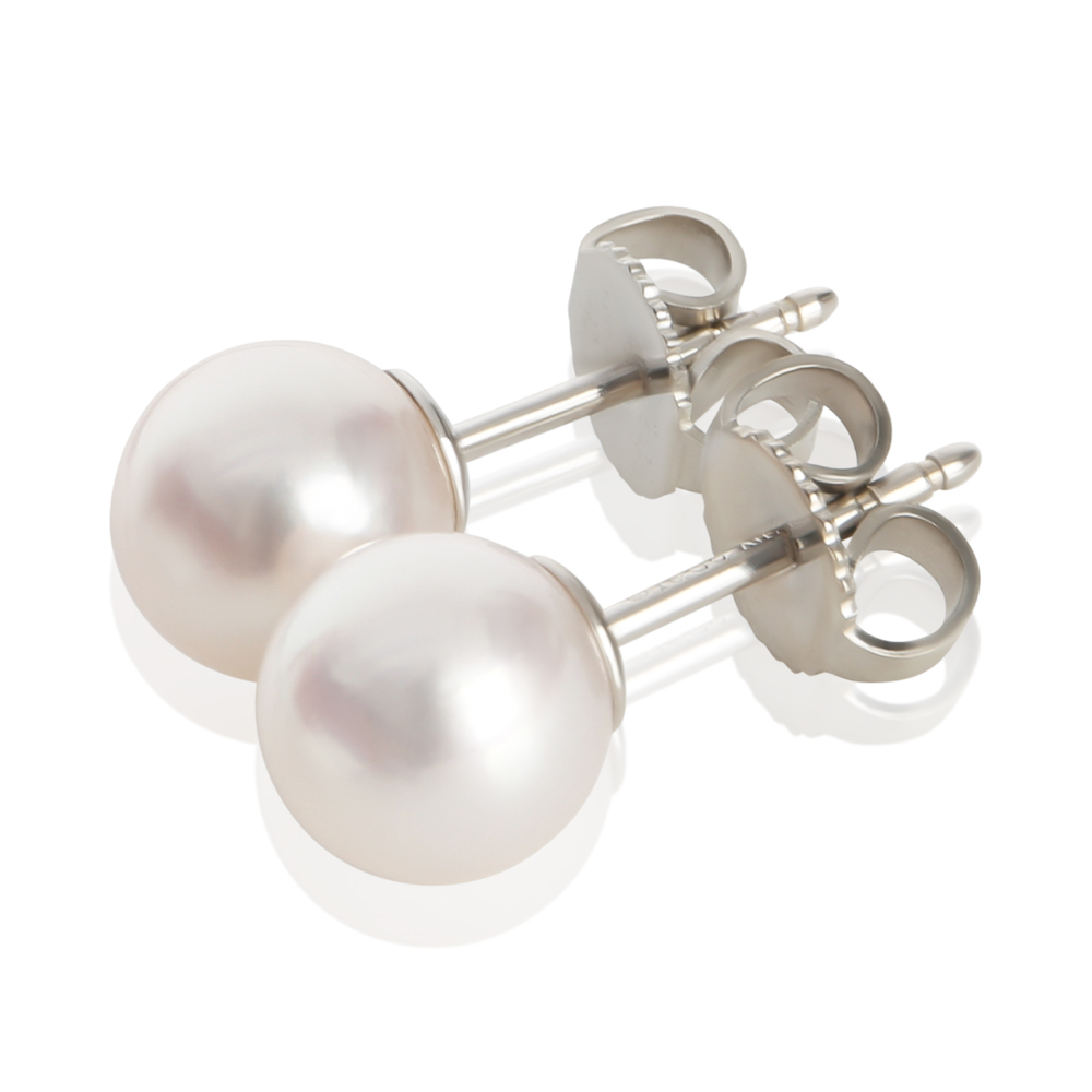 Tiffany & Co. White Gold Pearl Signature Earrings - Picture 4 of 4
